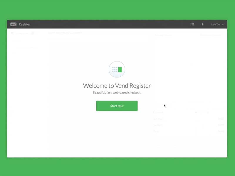 Vend Register screenshot.